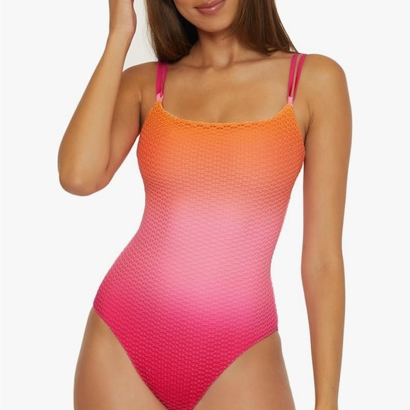 Trina Turk Orange and Pink One-Piece Swimsuit - Picture 1 of 5